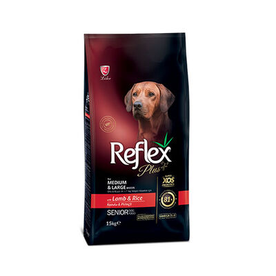 Reflex Plus Senior Orta ve Büyük Irk Kuzulu ve Pirinçli Yaşlı Köpek Maması 15 Kg 