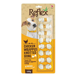 Reflex - Reflex Tavuk Eti Sargılı Düğümlü Köpek Çiğneme Kemiği 8'li 100 Gr 