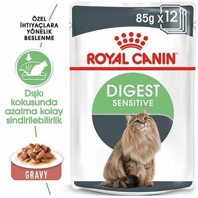 Royal Canin Digest Sensitive Gravy Pouch Yetişkin Kedi Konservesi 12 Adet 85 Gr 