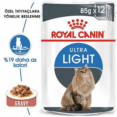 Royal Canin Light Weight Gravy Düşük Kalorili Light Kedi Konservesi 12 Adet 85 Gr 