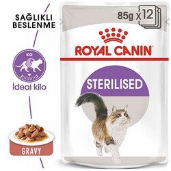 Royal Canin Sterilised Gravy Pouch Kısırlaştırılmış Kedi Konservesi 12 Adet 85 Gr - Thumbnail
