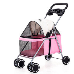 Royalist - Royalist DTC-807 Katlanabilir Kedi Köpek Arabası Pembe 80x50x103 Cm 