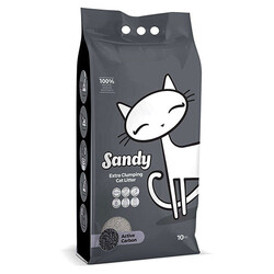 Sandy - Sandy Aktif Karbonlu Ekstra Topaklanan Gri Sodyum Bentonit Kedi Kumu 10 kg 