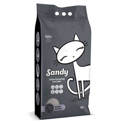 Sandy Aktif Karbonlu Ekstra Topaklanan Gri Sodyum Bentonit Kedi Kumu 10 kg 