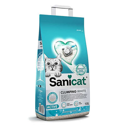 Sanicat Active Marsilya Sabunu Kokulu İnce Taneli Topaklanan Kedi Kumu 2x10 Lt 