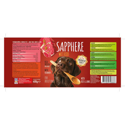 Sapphere Kırmızı Etli Yetişkin Köpek Konservesi 24 Adet 400 Gr 