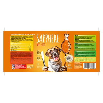 Sapphere Kümes Hayvanlı Yetişkin Köpek Konservesi 12 Adet 400 Gr 