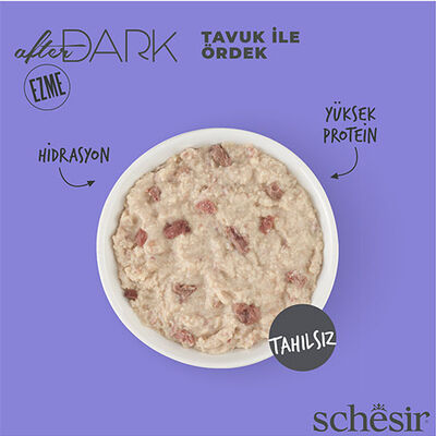 Schesir After Dark Pate Tavuk Etli ve Ördek Etli Tahılsız Yetişkin Kedi Konservesi 12 Adet 80 Gr 