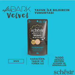 Schesir After Dark Pouch Tavuklu ve Bıldırcın Yumurtalı Tahılsız Yetişkin Kedi Konservesi 12 Adet 80 Gr - Thumbnail