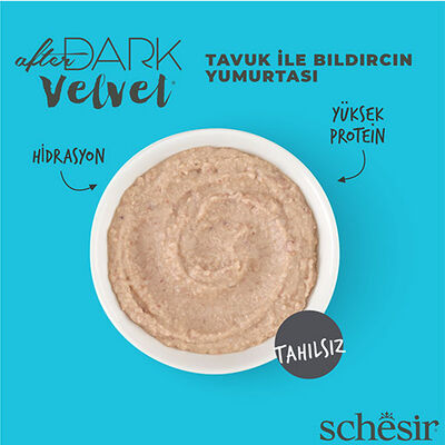 Schesir After Dark Pouch Tavuklu ve Bıldırcın Yumurtalı Tahılsız Yetişkin Kedi Konservesi 12 Adet 80 Gr 
