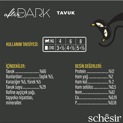 Schesir After Dark Sos İçinde Tavuk Etli Tahılsız Yetişkin Kedi Konservesi 80 Gr 
