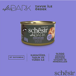 Schesir After Dark Sos İçinde Tavuk Etli ve Ördek Etli Tahılsız Yetişkin Kedi Konservesi 12 Adet 80 Gr - Thumbnail