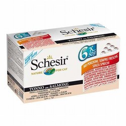 Schesir - Schesir Multipack Ton Balıklı ve Somonlu Yetişkin Kedi Konservesi 6 Adet 50 Gr 