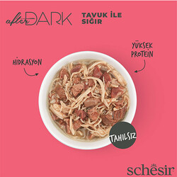 Schesir After Dark Sos İçinde Tavuk Etli ve Sığır Etli Tahılsız Yetişkin Kedi Konservesi 12 Adet 80 Gr - Thumbnail