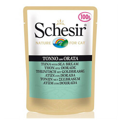 Schesir - Schesir Pouch Ton Balıklı ve Çipuralı Kedi Konservesi 6 Adet 100 Gr 