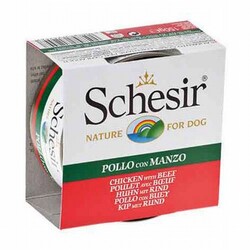 Schesir - Schesir Tavuklu ve Sığır Etli Jelly Yetişkin Köpek Konservesi 6 Adet 150 Gr 