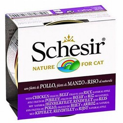 Schesir - Schesir Tavuklu ve Sığır Etli Yetişkin Kedi Konservesi 6 Adet 85 Gr 