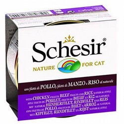 Schesir - Schesir Tavuklu ve Sığır Etli Yetişkin Kedi Konservesi 6 Adet 85 Gr 