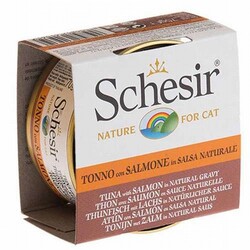 Schesir - Schesir Ton Balıklı ve Somonlu Soslu Yetişkin Kedi Konservesi 6 Adet 70 Gr 