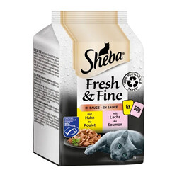 Sheba - Sheba Fresh&Fıne Somonlu ve Tavuklu Yetişkin Kedi Konservesi 6x50 Gr 