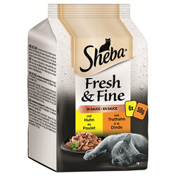 Sheba - Sheba Pouch Fresh&Fine Kümes Hayvanlı Yetişkin Kedi Konservesi 6x50 Gr 