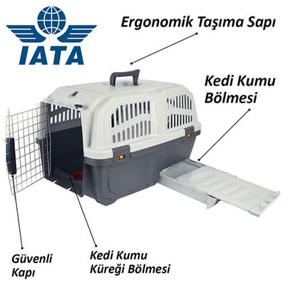 Skudo-3 Tuvaletli Kedi Seyahat Taşıma Çantası 60x40x39 Cm 