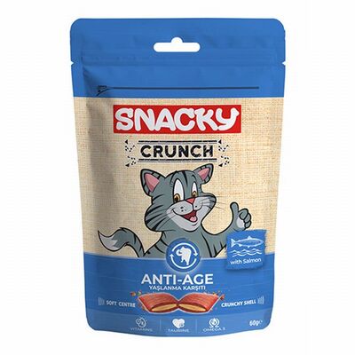 Snacky Crunch Anti-Age Yaşlanma Karşıtı Somonlu Kedi Ödülü 10x60 Gr 