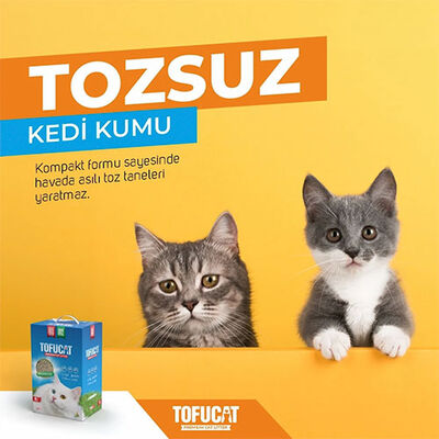TofuCat Tuvalete Atılabilen Koku Hapsedeci Topaklanan Doğal Kedi Kumu 2 Adet 8 Lt 