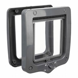 Trixie - Trixie Plastik Dört Yönlü Kedi Kapısı 20x22 Cm Gri 