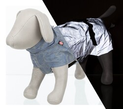 Trixie - Trixie Fosforlu ve Reflektörlü Köpek Yağmurluğu Small 40 Cm Gümüş Mavi