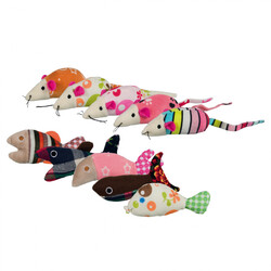 Trixie - Trixie Kedi Otlu Fare-Balık Peluş Kedi Oyuncağı 9-12 Cm