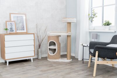 Trixie Kedi Tırmalama ve Oyun Evi 117 Cm Açık Gri Kahverengi