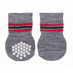 Trixie - Trixie Kaymaz Tabanlı Köpek Çorabı 2 Adet Gri L-XL 
