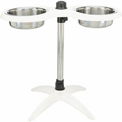 Trixie Paslanmaz Çelik Melamin Ayaklı Köpek Mama ve Su Kabı 2x1,6 Lt 21 Cm Beyaz 