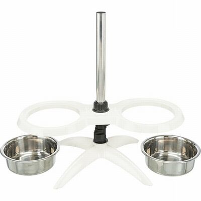 Trixie Paslanmaz Çelik Melamin Ayaklı Köpek Mama ve Su Kabı 2x1,6 Lt 21 Cm Beyaz 