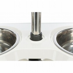 Trixie Paslanmaz Çelik Melamin Ayaklı Köpek Mama ve Su Kabı 2x1,6 Lt 21 Cm Beyaz - Thumbnail