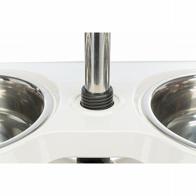 Trixie Paslanmaz Çelik Melamin Ayaklı Köpek Mama ve Su Kabı 2x1,6 Lt 21 Cm Beyaz 