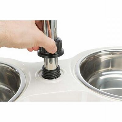 Trixie Paslanmaz Çelik Melamin Ayaklı Köpek Mama ve Su Kabı 2x1,6 Lt 21 Cm Beyaz 