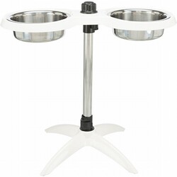 Trixie - Trixie Paslanmaz Çelik Melamin Ayaklı Köpek Mama ve Su Kabı 2x1,6 Lt 21 Cm Beyaz 