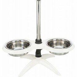 Trixie Paslanmaz Çelik Melamin Ayaklı Köpek Mama ve Su Kabı 2x1,6 Lt 21 Cm Beyaz - Thumbnail