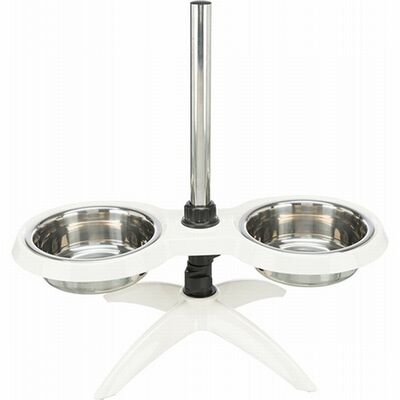 Trixie Paslanmaz Çelik Melamin Ayaklı Köpek Mama ve Su Kabı 2x1,6 Lt 21 Cm Beyaz 