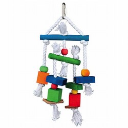 Trixie - Trixie Ahşap İpli ve Derili Kuş Oyuncağı 24 Cm 