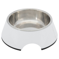 Trixie - Trixie Melamin Paslanmaz Çelik Kedi ve Köpek Mama Su Kabı Beyaz 0,2 Lt 14 Cm 