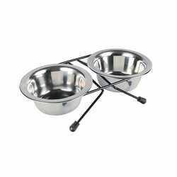Trixie - Trixie Paslanmaz Çelik Kedi ve Köpek İkili Mama Kabı 2x1,8 Lt 20 Cm 