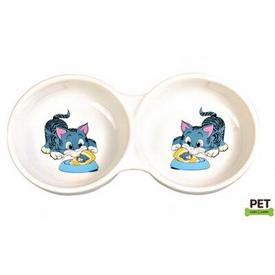 Trixie İkili Porselen Kedi Mama Su Kabı 2x0,15 Lt 