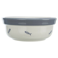 Trixie - Trixie Seramik Kedi Mama ve Su Kabı 0,3 Lt 12 Cm Beyaz Mavi Gri 