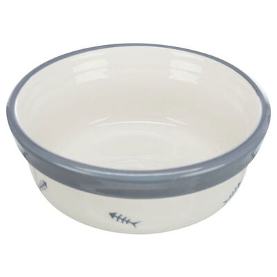 Trixie Seramik Kedi Mama ve Su Kabı 0,3 Lt 12 Cm Beyaz Mavi Gri 