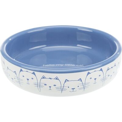 Trixie Seramik Kedi Mama ve Su Kabı 0,3 Lt 15 Cm Açık Mavi Beyaz