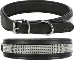 Trixie - Trixie Taşlı Deri Köpek Boyun Tasması 57-66 Cm 40 Mm L-XL Siyah