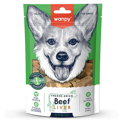 Wanpy Freeze Dried Doğal Kurutulmuş Dana Ciğeri Tahılsız Köpek Ödülü 40 Gr 
